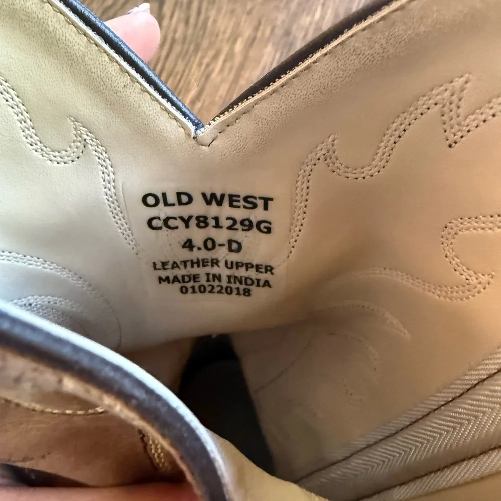 Kids Old West Tan Leather Cowboy Boots - Picture 6 of 6